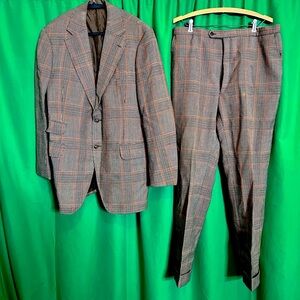 HOBSON OF COPENHAGEN handmade plaid houndstooth 2pc suit